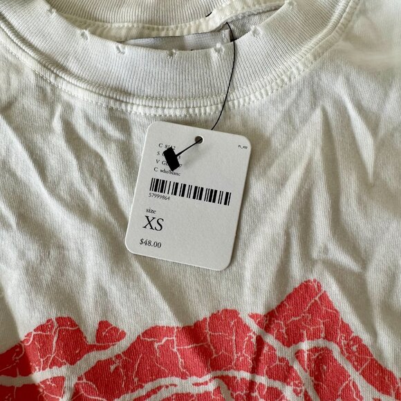 Free People x Girl Dangerous Crackled Rose Boyfriend Tee in Pink and White NWT - Picture 7 of 8